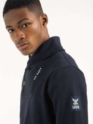 FELPA CON COLLO SCIALLATO NAVY